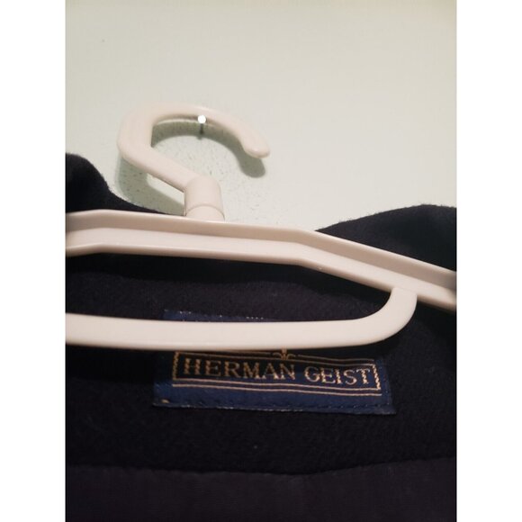 Herman Geist Womens S Suit Blazer Jacket 100% Wool Lined Navy Blue Career Office